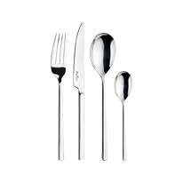 DAFFODILY Set Posate Lusso 24 Pezzi | Acciaio Inox 18/10 Martellato | Coltelli Da Bistecca 2-in-1, Forchette E Cucchiai | Lavabile In Lavastoviglie