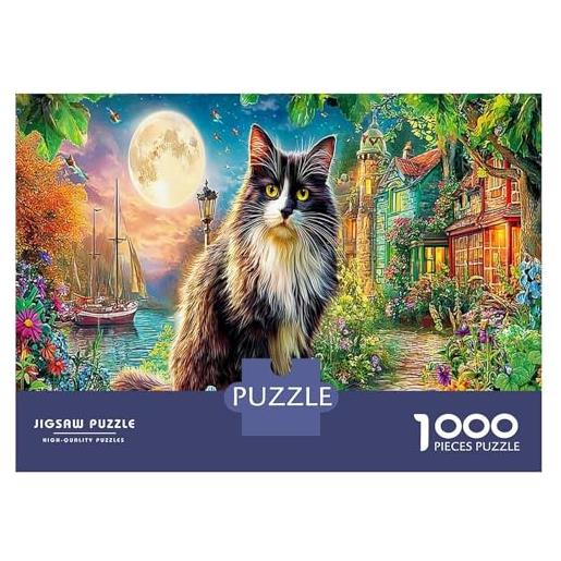 MISITU Puzzle 1000 Pezzi Per Adulti - Gattino Addormentato - 70x50 Cm - Con Poster E Custodia