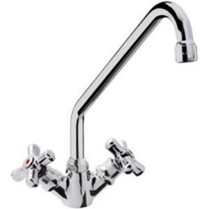 Rubinetto A Muro Vintage In Ottone Cromato – Maniglie A Stella, Canna Girevole, Attacchi Da 1/2 Per Cucina O Lavanderia