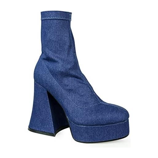 Stivaletti Donna In Pelle Sintetica Effetto Jeans - Tacco, Zip Laterale, Modello GR-6653 - Foto 3