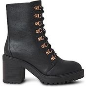 Stivaletti da donna con tacco alto e tacco a blocco, stivali invernali da donna con chiusura lampo, stivali chelseaboots a punta corta, eleganti stivali da donna per lavoro, Nero , 36 EU