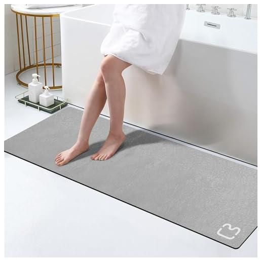 Tappeto Bagno Puro Cotone 60x40 cm Elegante Lussuoso Morbido Scendiletto Antiscivolo Grigio Scuro | Leroy Merlin