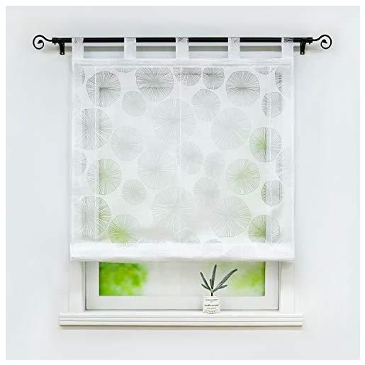 ESLIR Tenda a pacchetto con ganci a U, tenda da cucina, semitrasparente, moderna, colore bianco, 60 x 140 cm (larghezza x altezza
