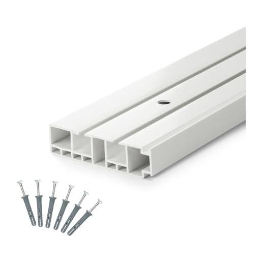 Asta Per Tenda A Soffitto 19 Mm Effetto Acciaio Inox - Fissaggio 2 Vie - Lunghezza 200 Cm - Kit Con Supporti E Terminali