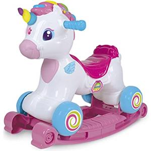 AIYAPLAY Cavallo a Dondolo per Bambini 1-3 Anni con Maniglie, Schienale e  Pedali in MDF, 68L x 27P x 47.5A cm, Blu Rosa Bianco : : Giochi e  giocattoli