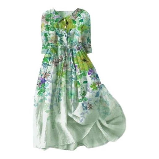 Minetom Abito In Velluto Donna, Scollo Rotondo, Maniche 3/4, Linea A, Zip Posteriore, Elegante Per Feste E Cerimonie