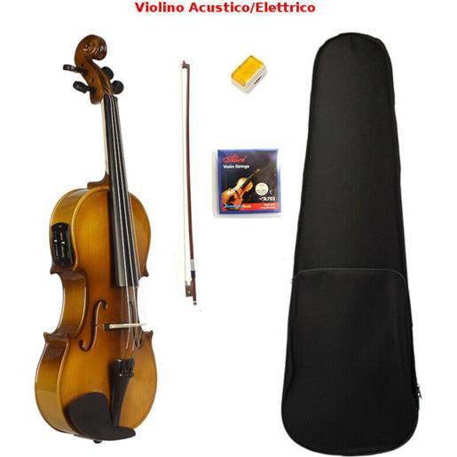 Yinfente Violino Elettrico Silenzioso 4/4 Full Size – In Legno Massello Con Accessori In Ebano, Custodia, Arco, Cuffie E Cavo – Per Principianti