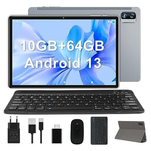 YESTEL Tablet 10 Pollici Android 13 OS con 5G WiFi, Processore 2.0 Ghz, FHD  Tablet 2 in 1,12GB RAM 128GB ROM (TF 4-1TB), 6000mAh,Octa-Core, Bluetooth  5.0, 5MP+8MP, Tablet con Tastiera,Grigio : 