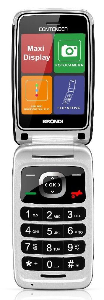 Brondi Contender 7,62 cm (3) Blu, Metallico Telefono per anziani i