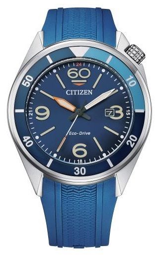 CITIZEN Orologio Uomo Eco-Drive Cronografo - Quadrante Blu, Cinturino In Pelle, Carica Alla Luce (AT2567-18L)