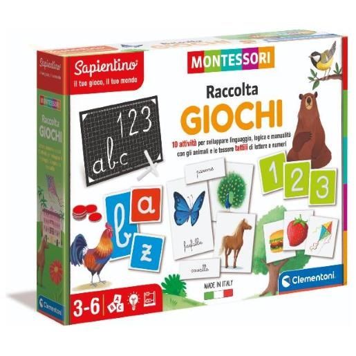 Clementoni- Sapientino-Raccolta 10 Giochi Montessori 3 Anni, Gioco educativo  per Imparare Alfabeto, Numeri, Forme e Colori-Made