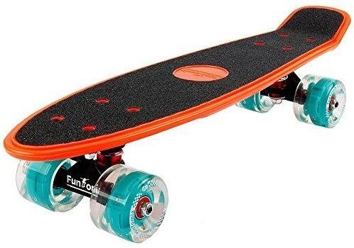 FunTomia Skateboard Retro 57cm Mini Cruiser in plastica e Ruote Skate Board con Stile Anni 70 Strati di Acero 