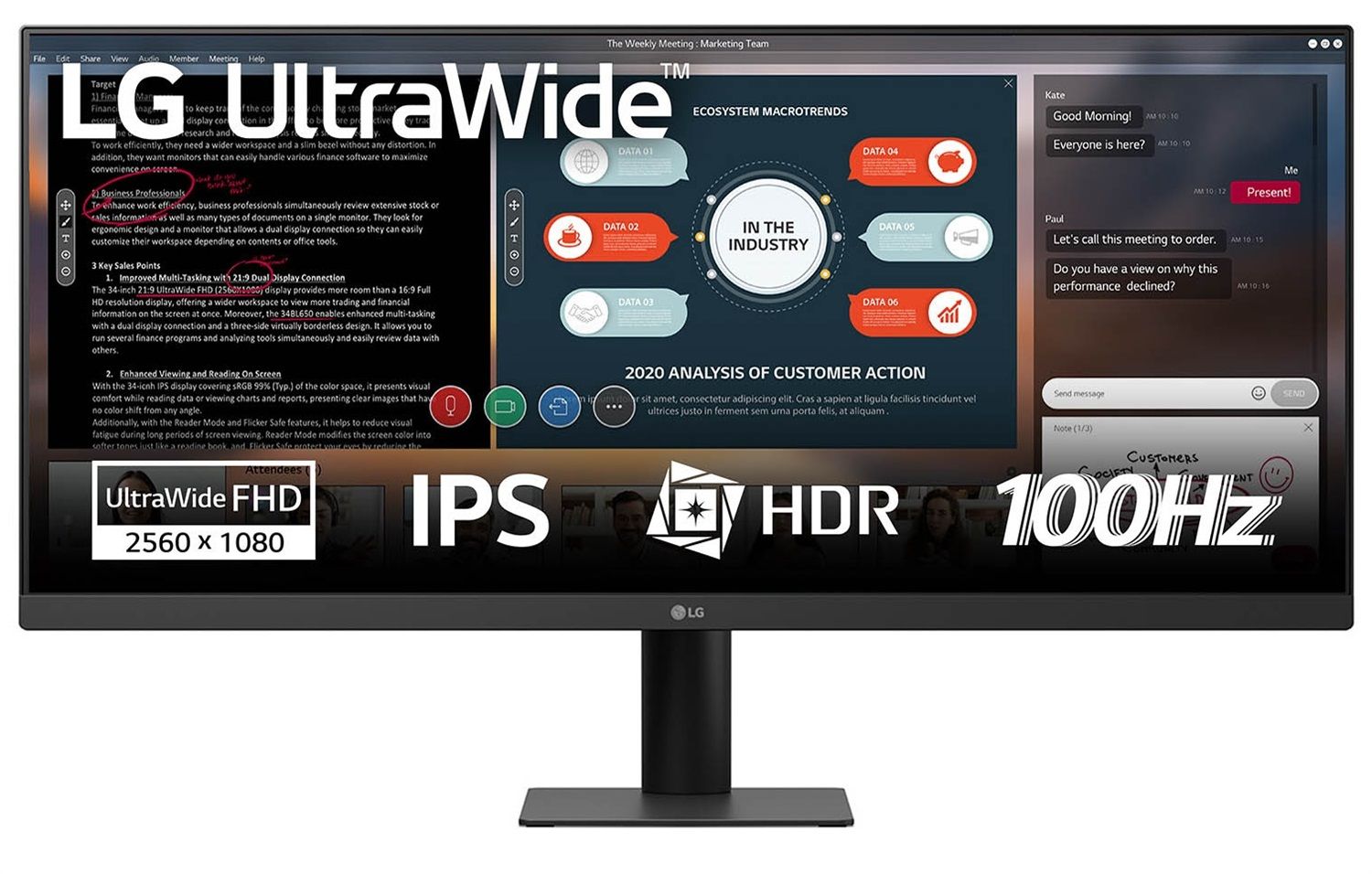 LG 24BP750C-B - 23.8 IPS Full HD Monitor with Built-in Webcam, Microp