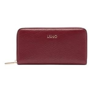 Portafoglio Donna Zip Around LIU JO con Logo Impresso Nero a sconto