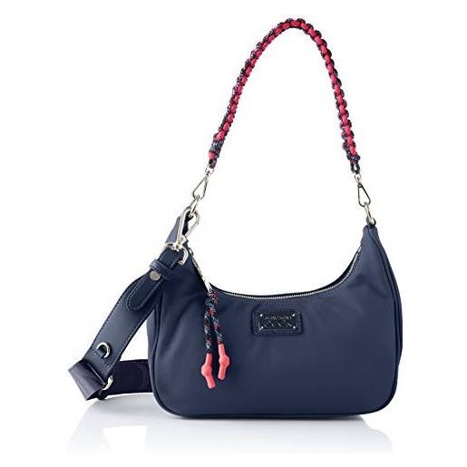 Borsa Tracolla Donna Nylon - Leggera, Impermeabile, Multi Tasche, 28x23x10 Cm, Blu - Foto 3