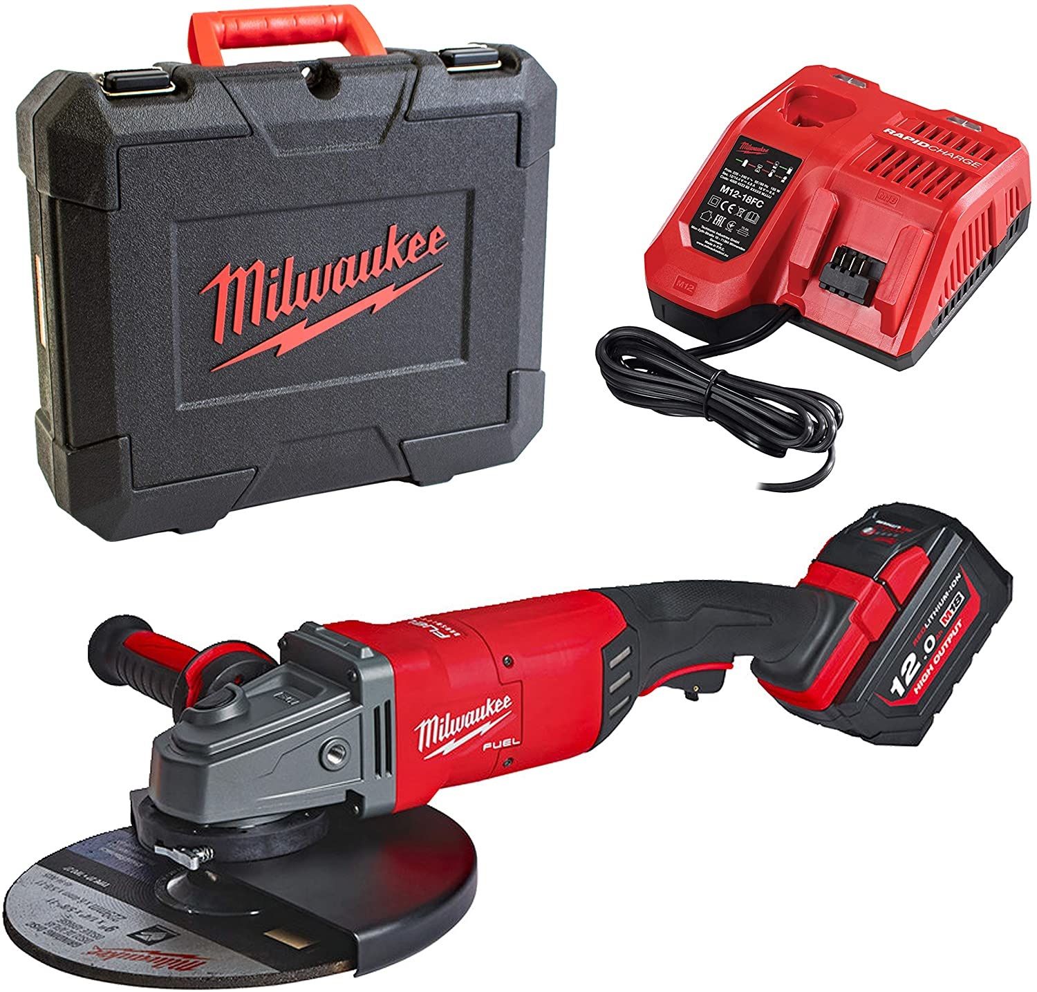 Milwaukee M12 FUEL 2409-22 Smerigliatrice Per Pneumatici A Batteria 12V - Kit Con 2 Batterie, Caricatore, Borsa