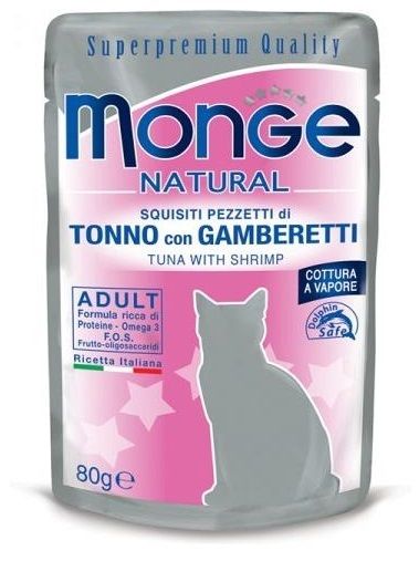 Monge Natural Superpremium Cotti a Vapore Adult Gatto (Tonno con Gamberetti) - umido