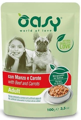 Oasy Straccetti in Salsa Adult Cane (Manzo e Carote) - umido