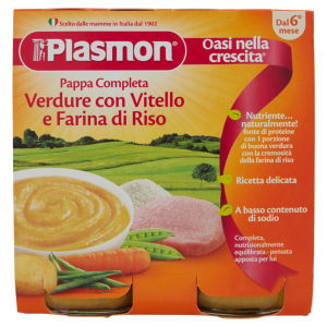 PLASMON Pappa Completa Verdure Farina Di Riso Vitello 190 g - LloydsFarmacia