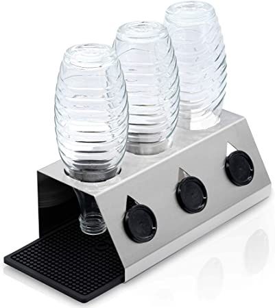SODACLEAN® per bottiglie SodaStream Aarke Emil con supporto per coperchio scolapiatti lavabile in lavastoviglie Set di 3 portabottiglie in plastica nera lucida 