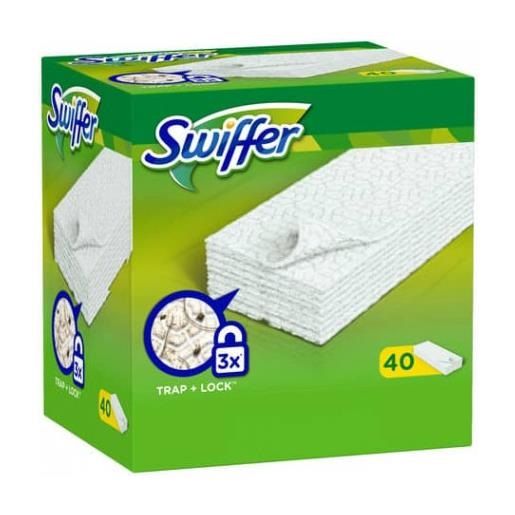 Swiffer Scopa + 8 Panni Cattura Polvere Dry + 3 Panni Lavapavimenti Wet ->