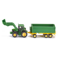 Siku john deere trattore con pala e rimorchio 1843