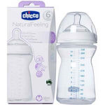 Chicco Biberon Natural Feeling 6m+ silicone Bianco 330ml +bavaglia