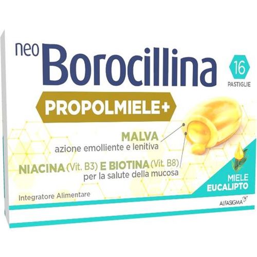 Alfasigma Neoborocillina Propolmiele+ 16 Pastiglie miele eucalipto