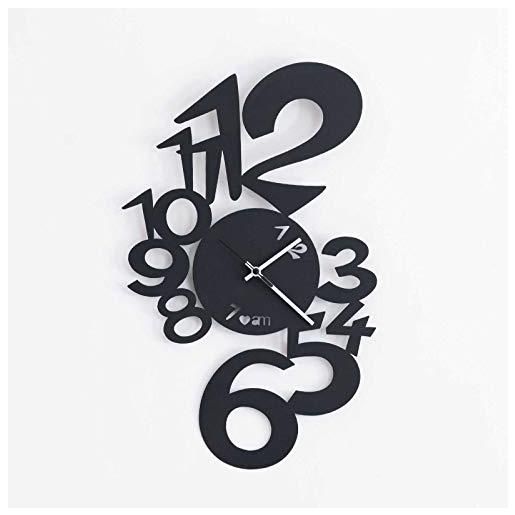 Arti & Mestieri Italy - Orologio Da Parete A Forma Di Forchetta, 70 Cm, Design Made In Italy In Ferro Nero Goffrato E Giallo
