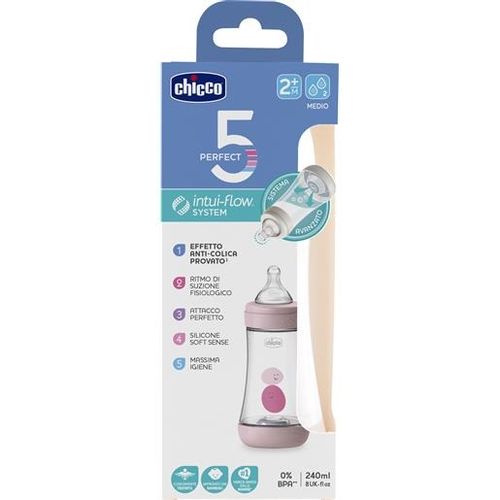 Chicco Biberon Perfect 5 2m+ silicone Rosa 240ml