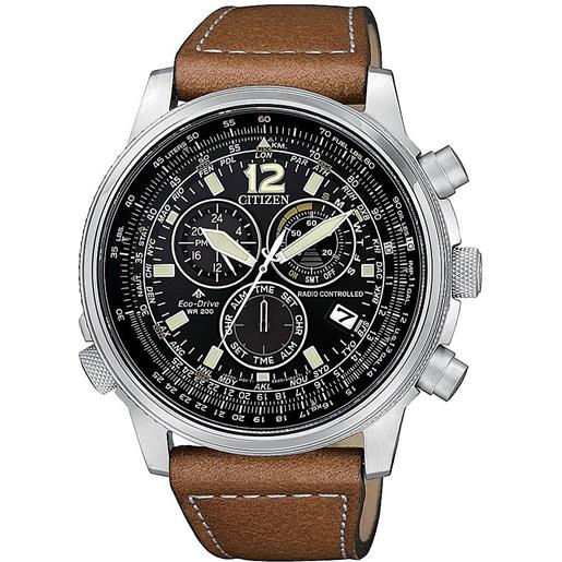 PINDOWS Orologio Uomo Cronografo Al Quarzo - Impermeabile, Cinturino In Pelle Marrone/Nero, Cassa 43mm, Business Casual