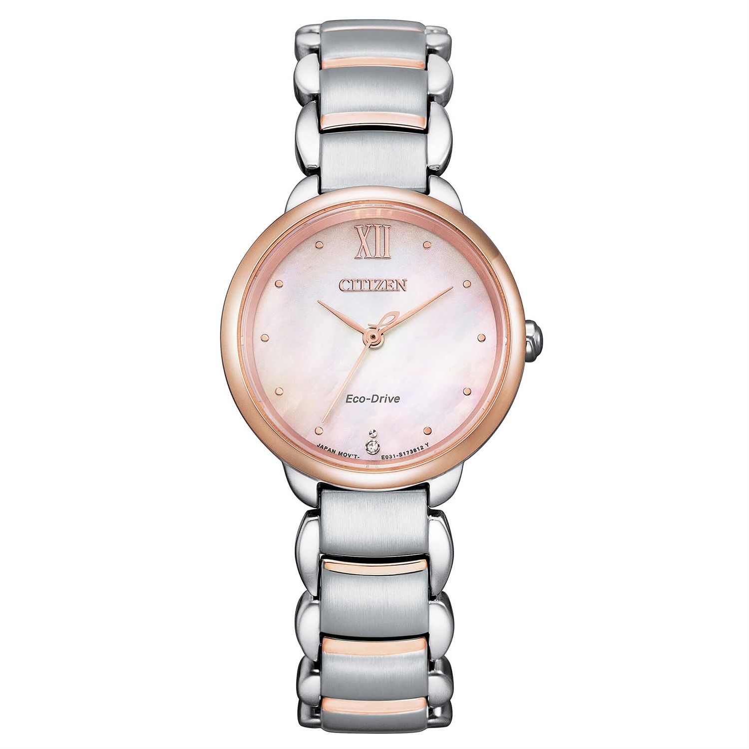 Citizen Eco-Drive Orologio Donna, Oro Rosa, Quadrante Rosa, Cinturino Acciaio Inox