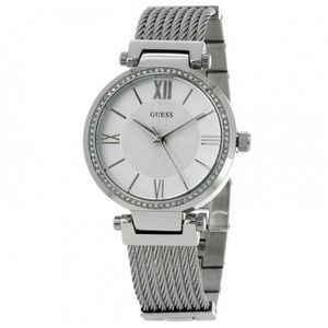 Guess Orologio Analogico Da Donna In Metallo Pesante Con Cinturino In Acciaio Inossidabile Dorato, Cassa 43 Mm, Quadrante Oro, Impermeabile 3 Bar