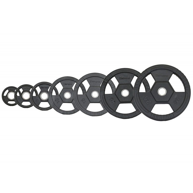 Dischi Ghisa Disco Ghisa Gommato Tri Grip Nero 1.5-25 Kg - Con Boccola Inox B 490443 Pesi Ghisa