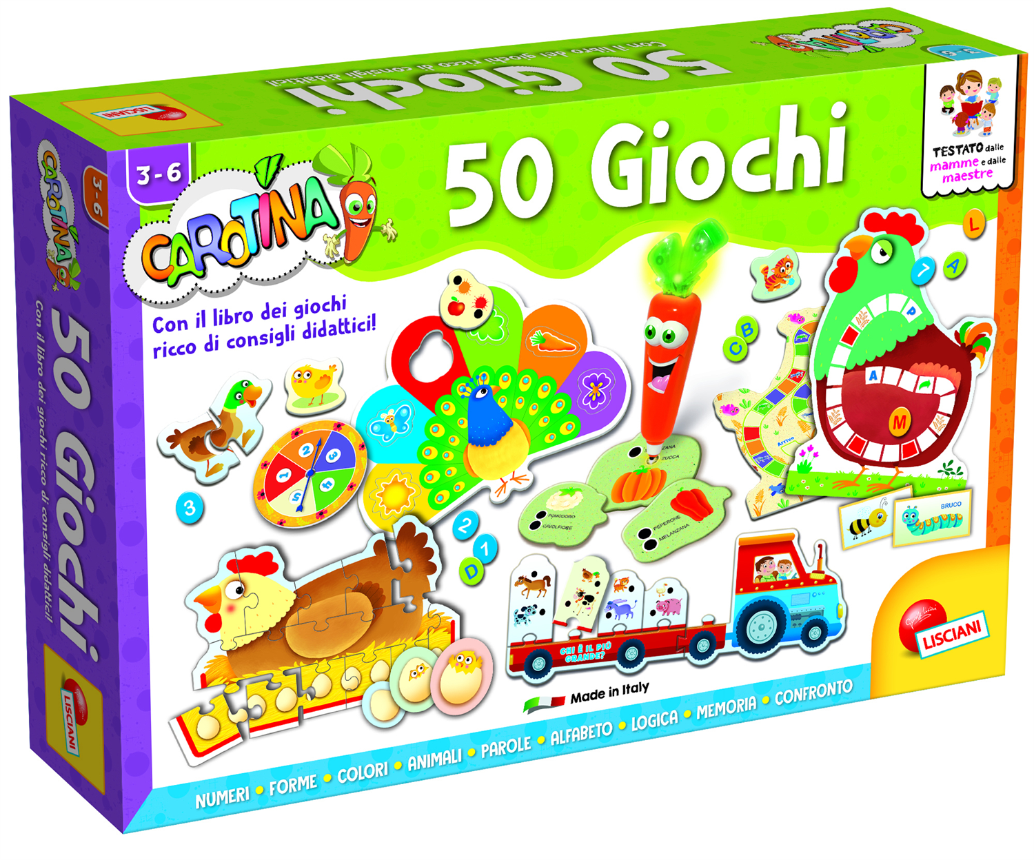 Liscianigiochi Carotina 50 Giochi Per Bambini, Multicolore, 76710, 3-6 anni