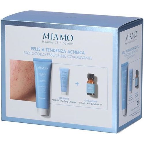 Miamo Cofanetto Pelle a Tendenza Acneica Protocollo Essenziale Coadiuvante Crema + Detergente + Siero