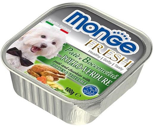 Monge Fresh Patè con Bocconcini Adult Cane (Pollo e Verdure) - umido 100g, Confronta prezzi