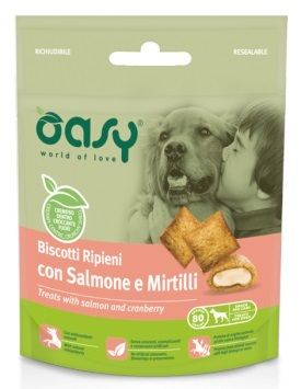 Oasy Biscotti Ripieni Cane (Salmone e Mirtilli) 80g