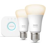 Philips Starter Kit Hue LED 2x9W E27 + Bridge Bianco
