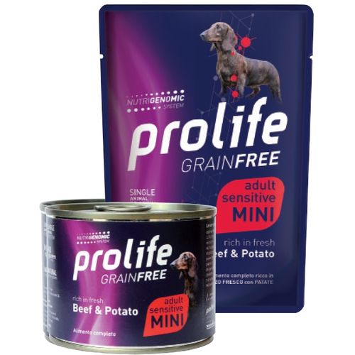 Prolife Pet Grain Free Sensitive Adult Mini Cane (Manzo e Patate) - umido 200g