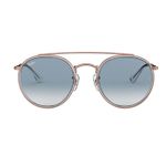 Ray-Ban Round Double Bridge Bronzo-Rame Trasparente Lenti Azzurre