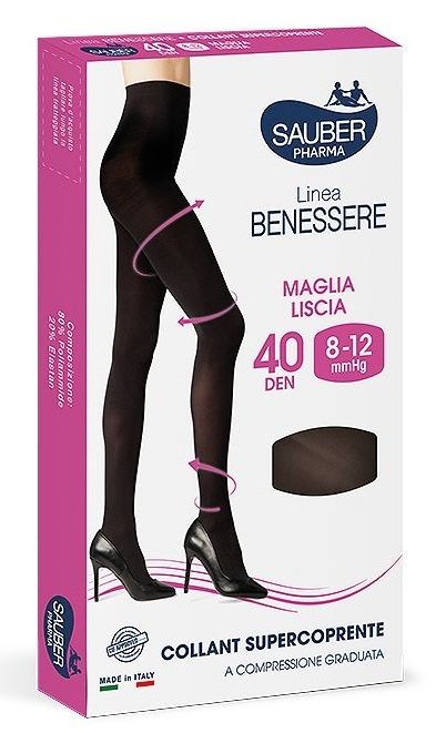 Scudotex Collant Classic Taglia Forte 140 Denari, Compressione Graduata, Nero, Misura 4 - 6
