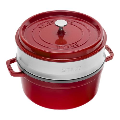 Staub Cocotte casseruola con cestello a vapore tonda 26cm Rosso