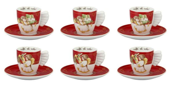 Tazzine caffe Thun farfalle in festa set 2 tazze in porcellana con piatto  110ml