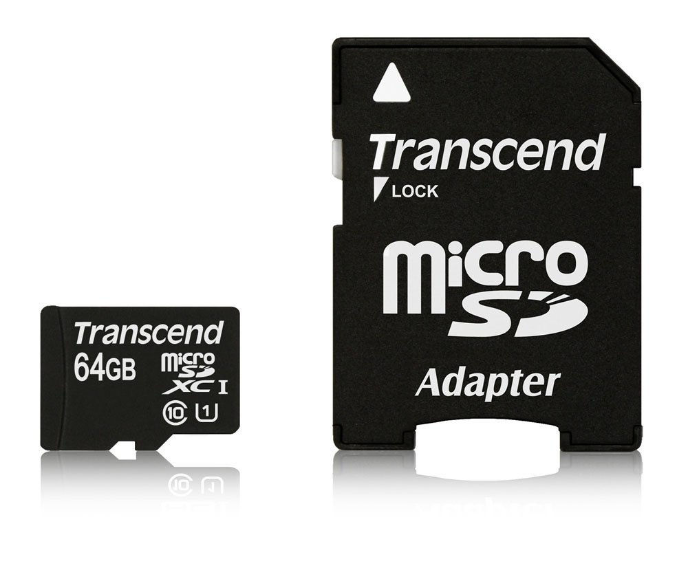 Transcend TS64GUSDXC10 Scheda di Memoria MicroSDXC da 64 GB con Adattatore Classe 10