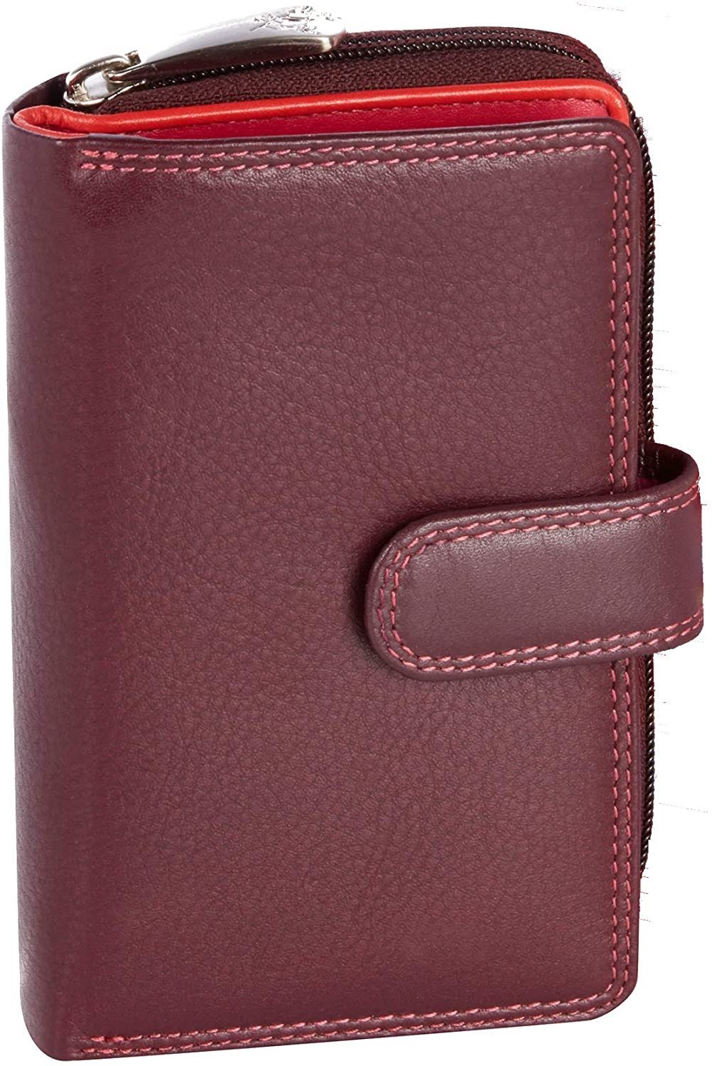Visconti Portafoglio Donna Pelle Morbida Colorado RFID, Nero/Rosso, 14.5x9x3.5 Cm, 16 Scomparti