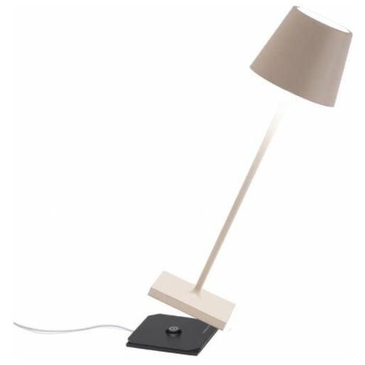 Zafferano, Poldina Pro con Cover, Lampada da Tavolo Ricaricabile e Senza Fili con Controllo Touch, Lampada da Esterni, Dimmer, 2200-3000 K, Altezza 38 cm, Colore Bianco - Fiocchi di Neve
