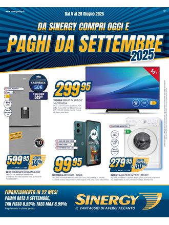 Da Sinergy compri oggi paghi da settembre